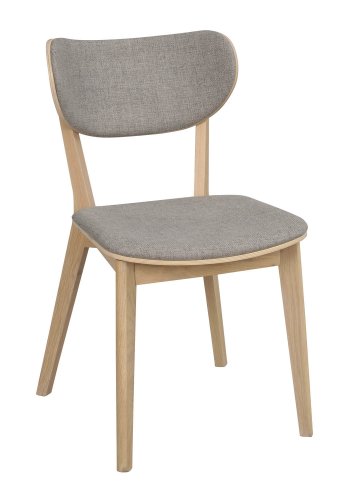 ROWICO Kato spisebordsstol - lysegr stof og hvidvasket egetr