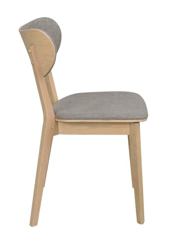 ROWICO Kato spisebordsstol - lysegr stof og hvidvasket egetr