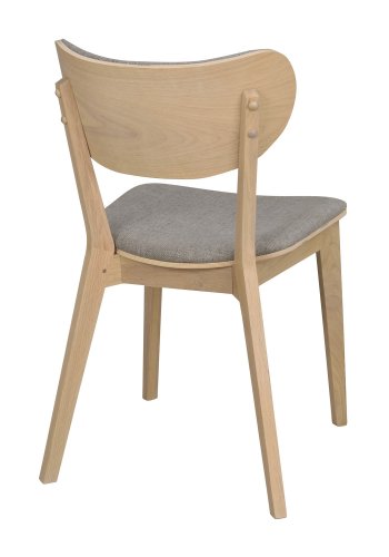 ROWICO Kato spisebordsstol - lysegr stof og hvidvasket egetr