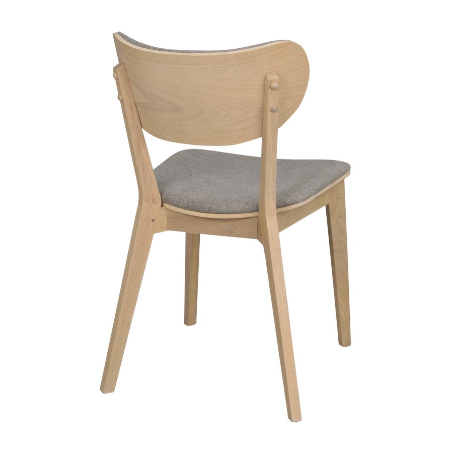 ROWICO Kato spisebordsstol - lysegr stof og hvidvasket egetr