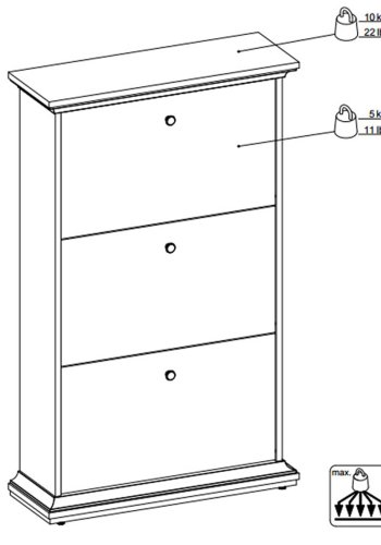 TVILUM Paris skoskab - hvid tr, m. 3 skuffer