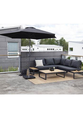 VENTURE DESIGN Leeds parasol 3m - gr aluminium og sort stof