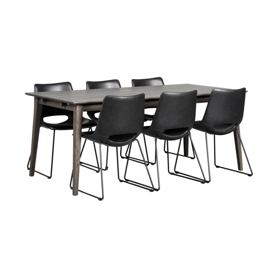 ROWICO rektangulr Filippa spisebord m. udtrk - mrkebrun eg (180x90)