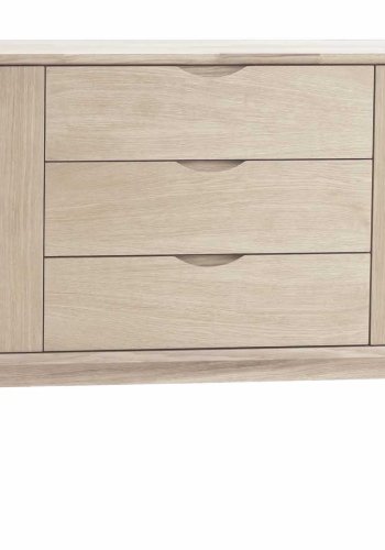 ROWICO Filippa sknk - hvidolieret eg, m. 2 lger og 3 skuffer 