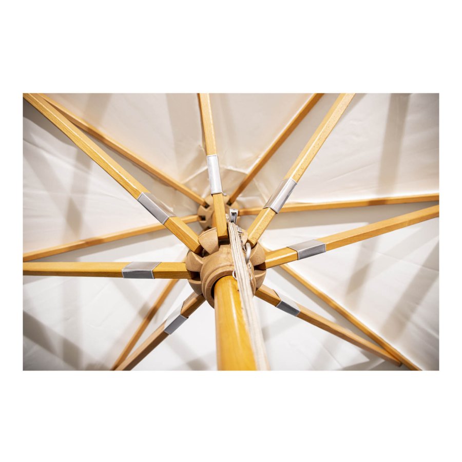 VENTURE DESIGN Naxos parasol 3m - hvid polyester og natur tr 