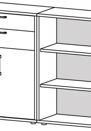 TVILUM Prima reol - hvid tr, m. hylder, skuffer og lger
