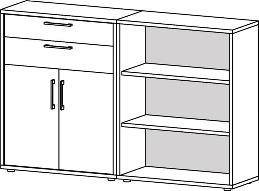 TVILUM Prima reol - hvid tr, m. hylder, skuffer og lger