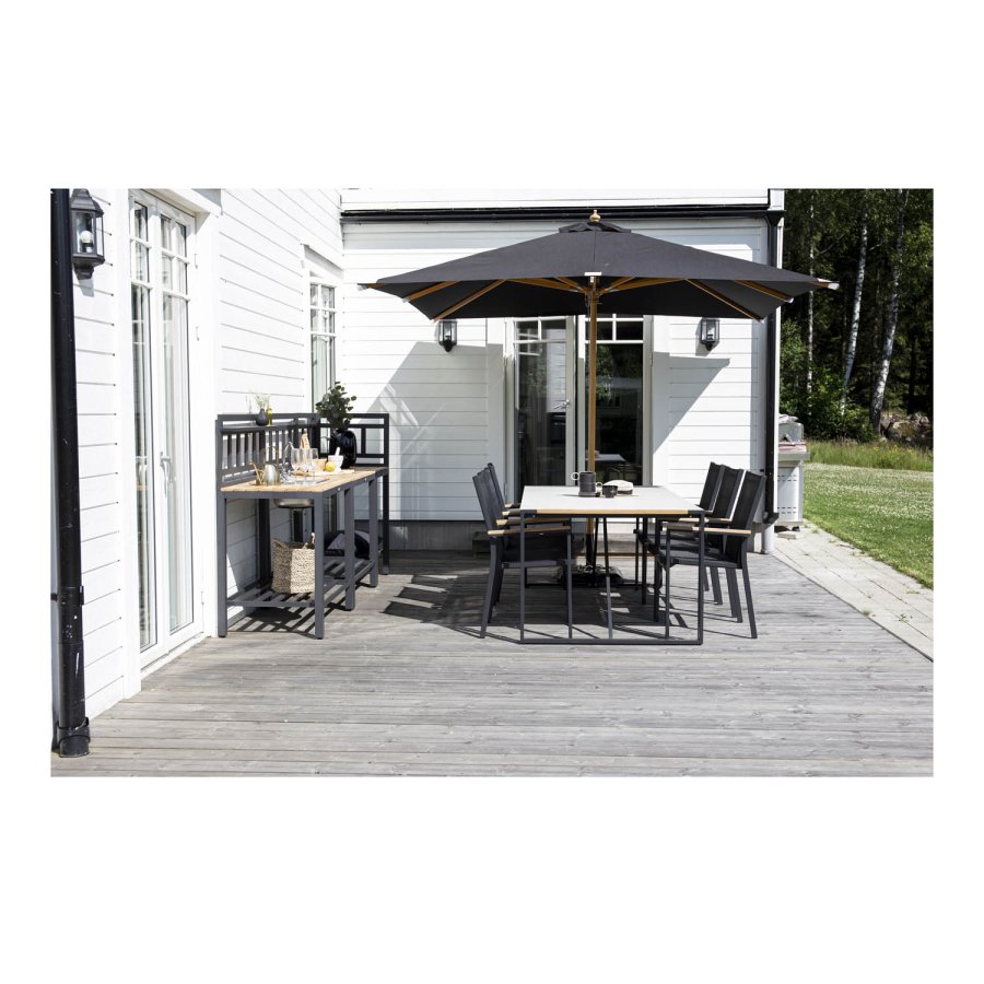 VENTURE DESIGN Naxos parasol 3m - natur tr og sort polyester 