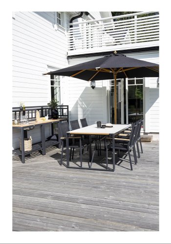 VENTURE DESIGN Naxos parasol 3m - natur tr og sort polyester 