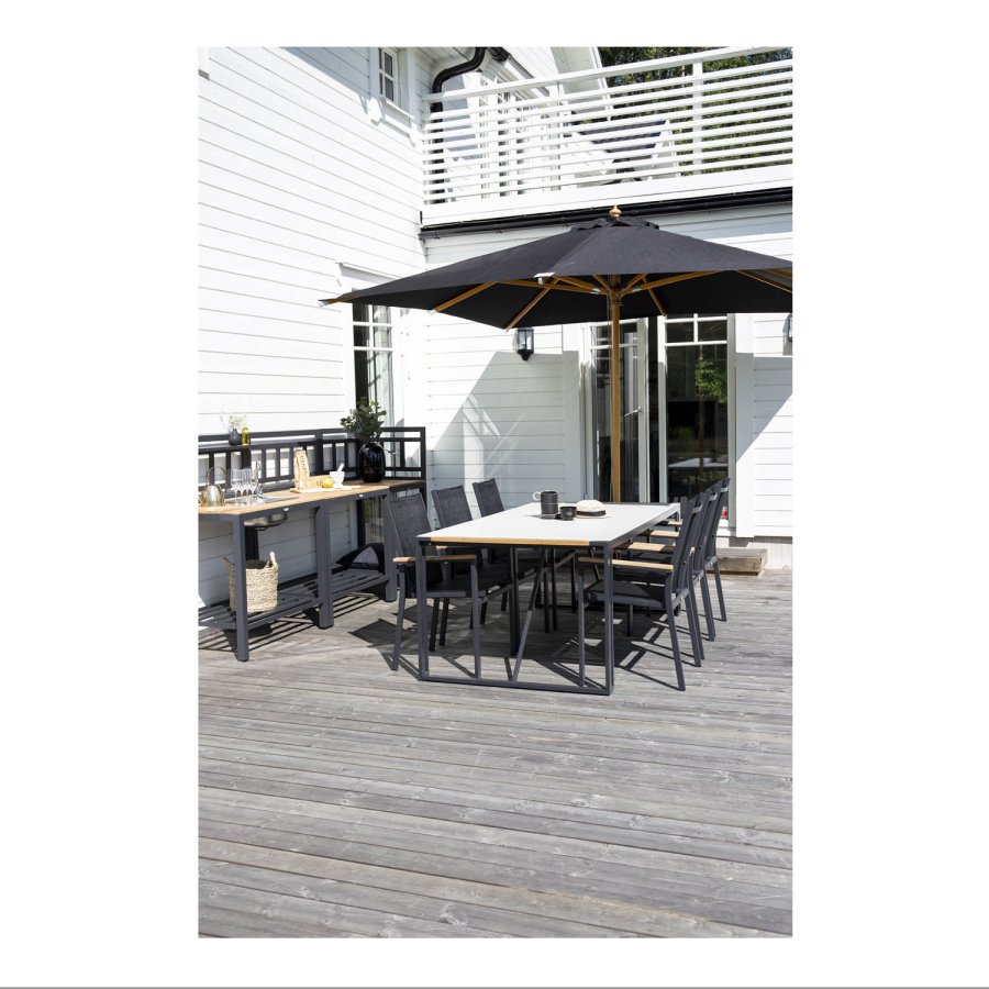 VENTURE DESIGN Naxos parasol 3m - natur tr og sort polyester 