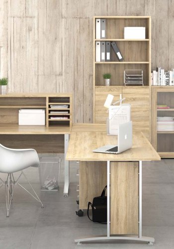 TVILUM Prima hjrneskrivebord - egestruktur m. stlstel, m. 4 skuffer