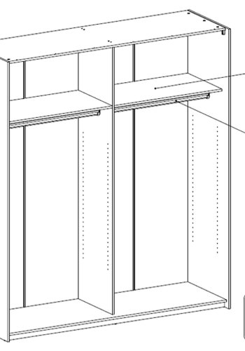 TVILUM Verona Skydedrsskab - spejlglas og hvid tr, 2 skydedre