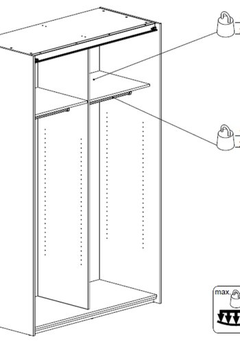 TVILUM Verona Skydedrsskab - hvid tr, 2 smalle skydedre