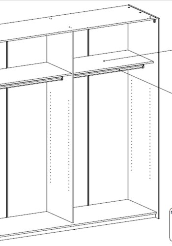 TVILUM Verona Skydedrsskab - hvid/gr tr, 2 skydedre m. hylder