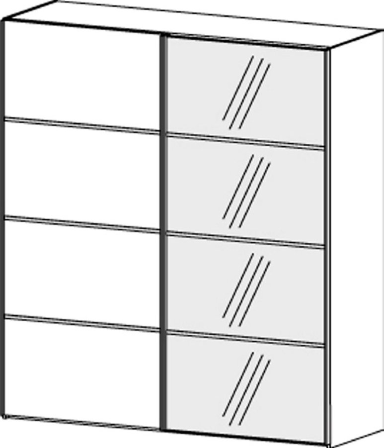 TVILUM Verona Skydedrsskab - spejlglas og hvid tr, 2 skydedre m. hylder og skuffer