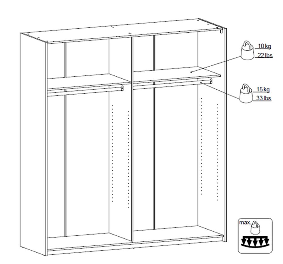 TVILUM Verona garderobeskab - hvid tr, 2 skydedre