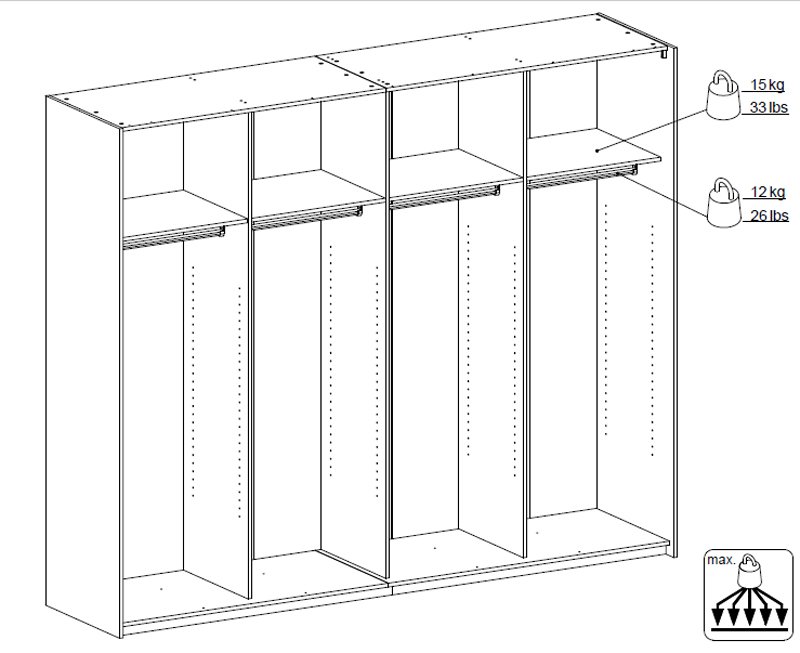 TVILUM Verona Skydedrsskab - hvid tr, 2 skydedre, bred