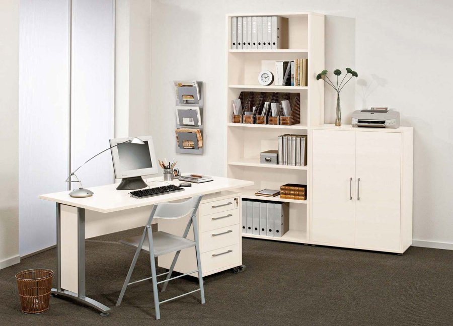 TVILUM Prima skrivebord - hvid tr, stl stel