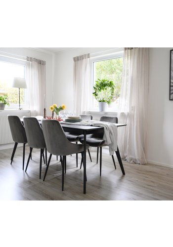 ROWICO rektangulr Yumi spisebord m. udtrk - sort asketrsfiner og gummitr (190x90) 