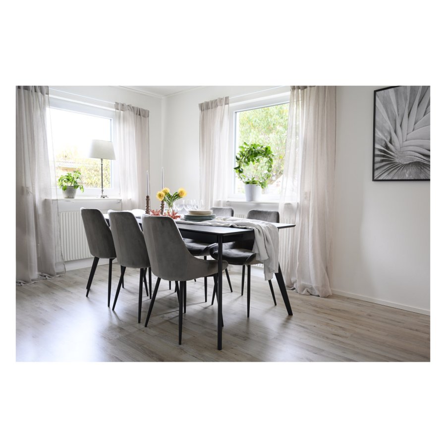 ROWICO rektangulr Yumi spisebord m. udtrk - sort asketrsfiner og gummitr (190x90) 