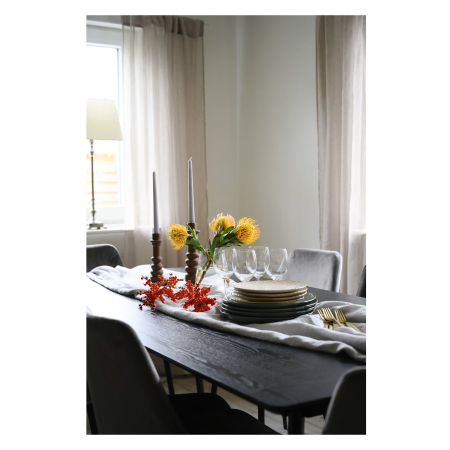 ROWICO rektangulr Yumi spisebord m. udtrk - sort asketrsfiner og gummitr (190x90) 