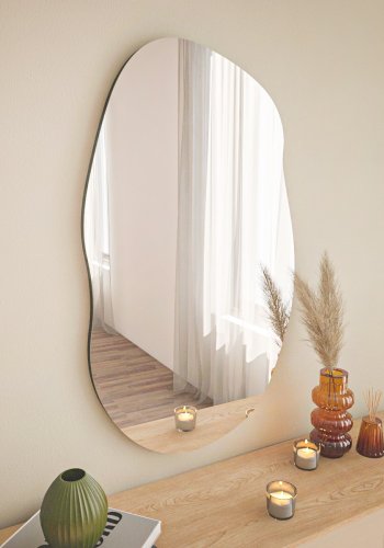 NORDVÄRK Lossa vgspejl, organisk - spejlglas og sort MDF (89x52)