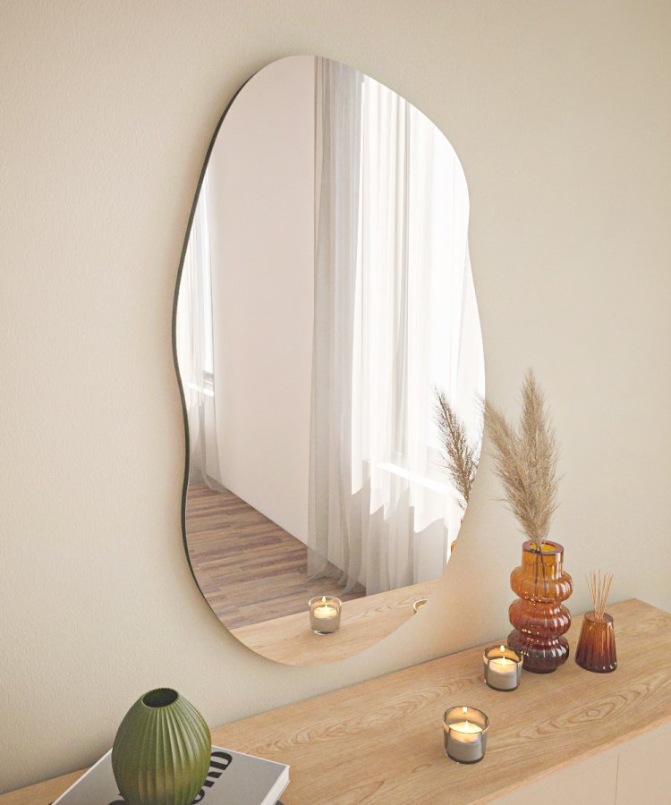 NORDVÄRK Lossa vgspejl, organisk - spejlglas og sort MDF (89x52)