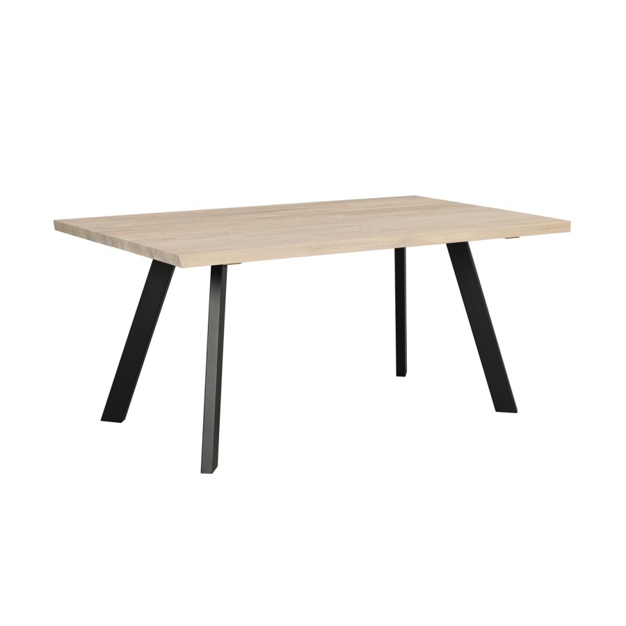 ROWICO rektangulr Fred spisebord - hvidvasket eg og sort metal (170x95)