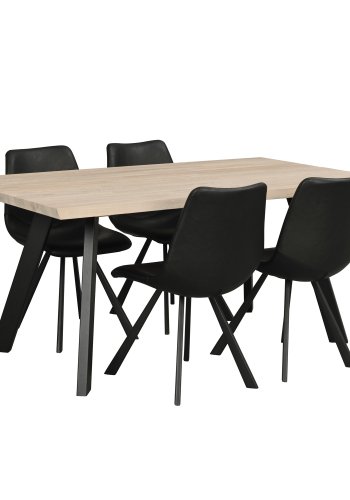 ROWICO rektangulr Fred spisebord - hvidvasket eg og sort metal (170x95)