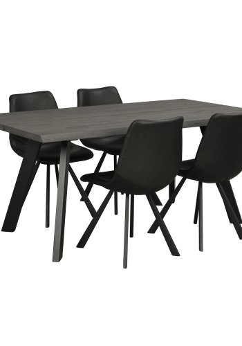 ROWICO rektangulr Fred spisebord - mrkebrun eg og sort metal (170x95)