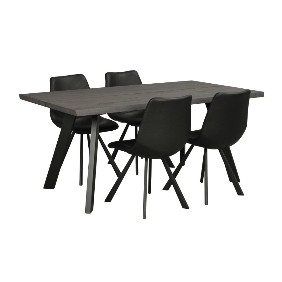 ROWICO rektangulr Fred spisebord - mrkebrun eg og sort metal (170x95)