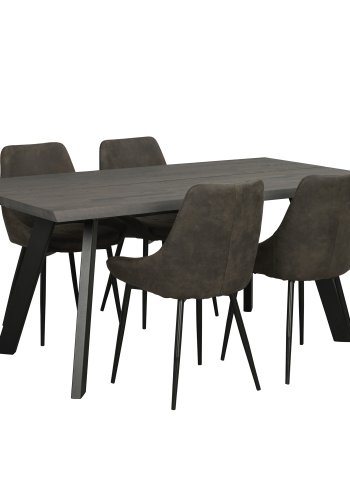 ROWICO rektangulr Fred spisebord - mrkebrun eg og sort metal (170x95)