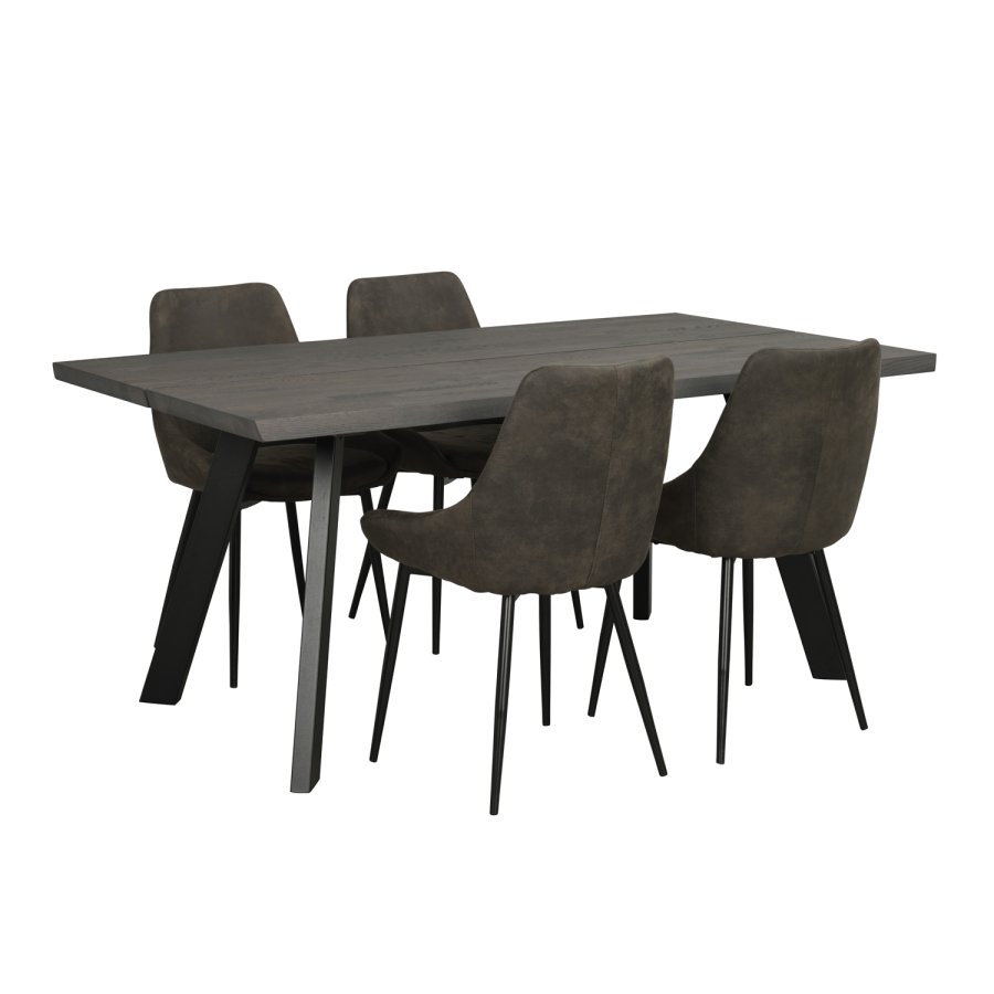 ROWICO rektangulr Fred spisebord - mrkebrun eg og sort metal (170x95)