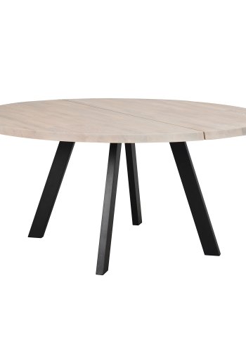 ROWICO Fred rundt spisebord - massivt hvidpigmenteret egetr og sort metal ( 160)