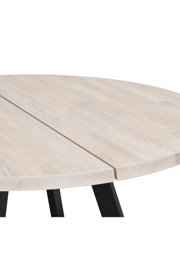 ROWICO Fred rundt spisebord - massivt hvidpigmenteret egetr og sort metal ( 160)