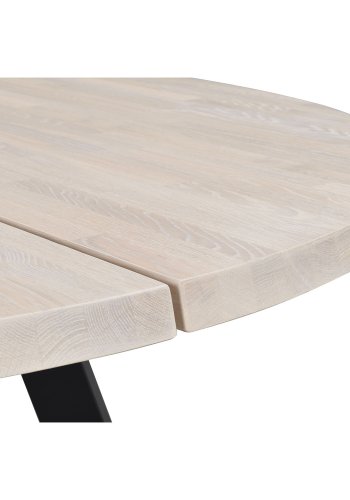 ROWICO Fred rundt spisebord - massivt hvidpigmenteret egetr og sort metal ( 160)