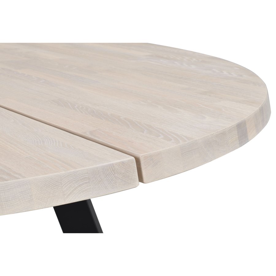 ROWICO Fred rundt spisebord - massivt hvidpigmenteret egetr og sort metal ( 160)