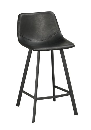 ROWICO Aubum hj barstol m. rygln og fodsttte - sort PU og metal