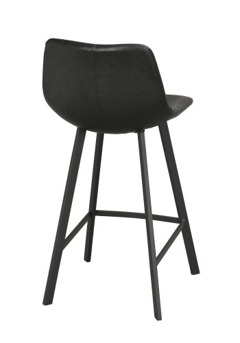 ROWICO Aubum hj barstol m. rygln og fodsttte - sort PU og metal