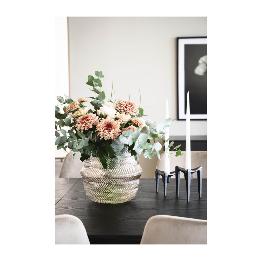 ROWICO Fenwood spisebord m. 2 tillgsplader - sort asketrsfiner og egetr, guld metal (180(260)x90)