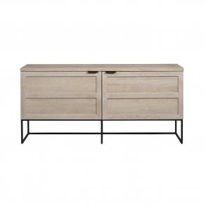 ROWICO rektangulr Everett sknk m. 2 lger og 1 hylde - hvidvasket vildeg og sort metal