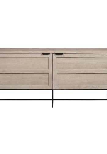 ROWICO rektangulr Everett sknk m. 2 lger og 1 hylde - hvidvasket vildeg og sort metal