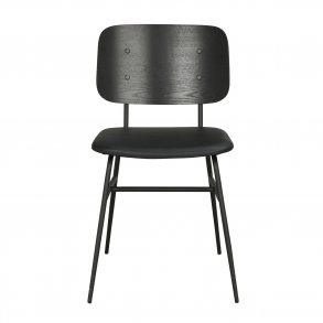 ROWICO Brent spisebordsstol - sort ask finér, sort PU lder og sort metal