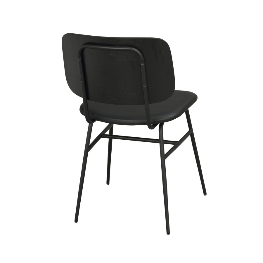 ROWICO Brent spisebordsstol - sort ask finér, sort PU lder og sort metal