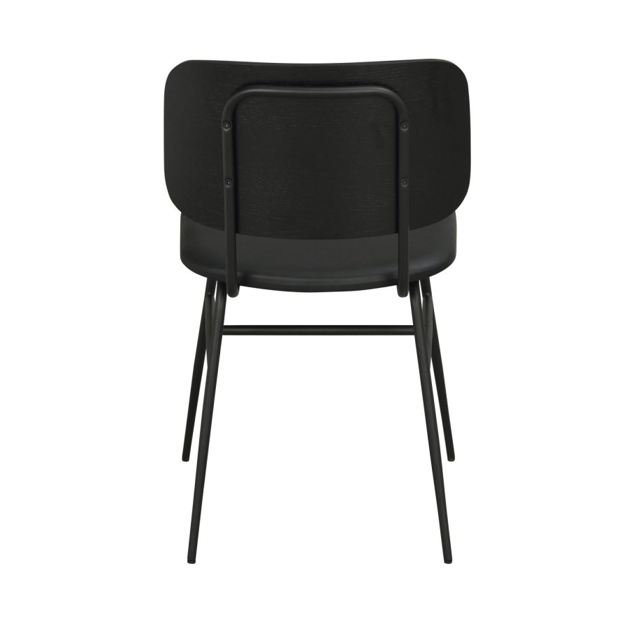 ROWICO Brent spisebordsstol - sort ask finér, sort PU lder og sort metal