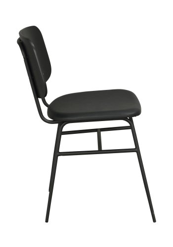 ROWICO Brent spisebordsstol - sort ask finér, sort PU lder og sort metal