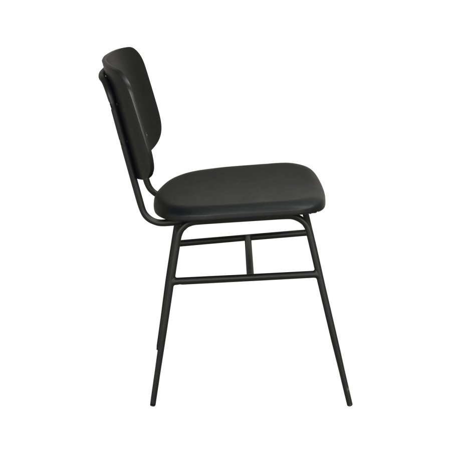 ROWICO Brent spisebordsstol - sort ask finér, sort PU lder og sort metal