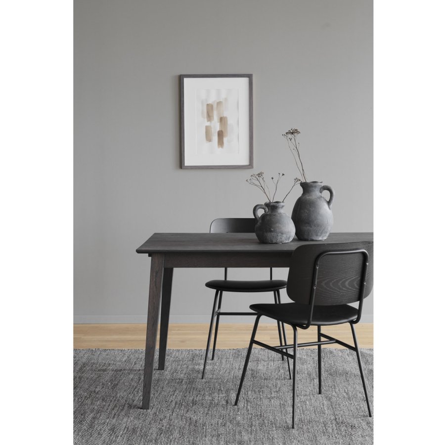 ROWICO Brent spisebordsstol - sort ask finér, sort PU lder og sort metal