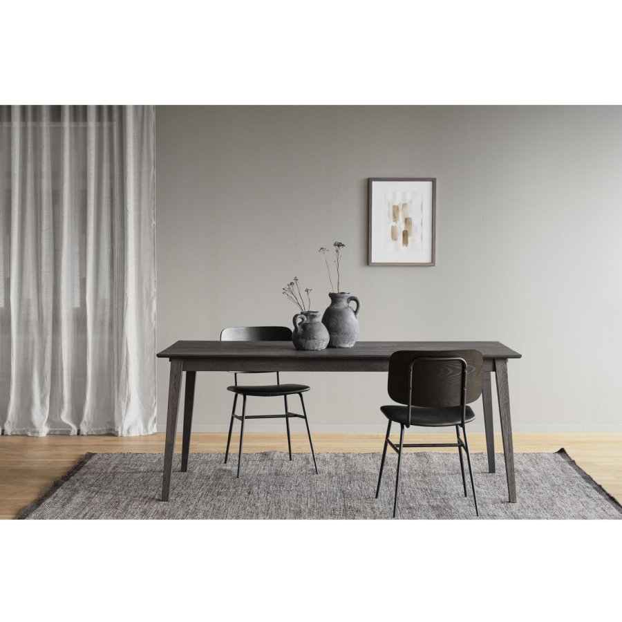 ROWICO Brent spisebordsstol - sort ask finér, sort PU lder og sort metal