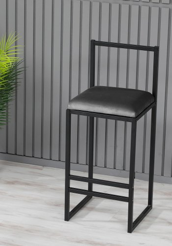 NORDVÄRK Nordic barstol, m. rygln, fodsttte og polstret sde - sort metal